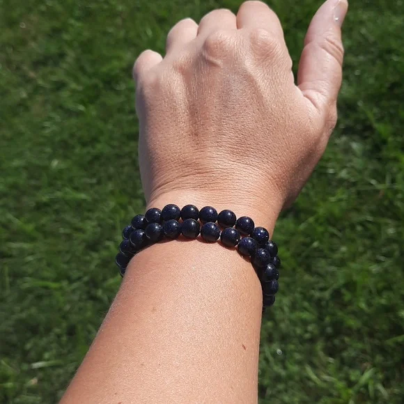 Blue goldstone 8mm bracelet - Picture 4 of 4